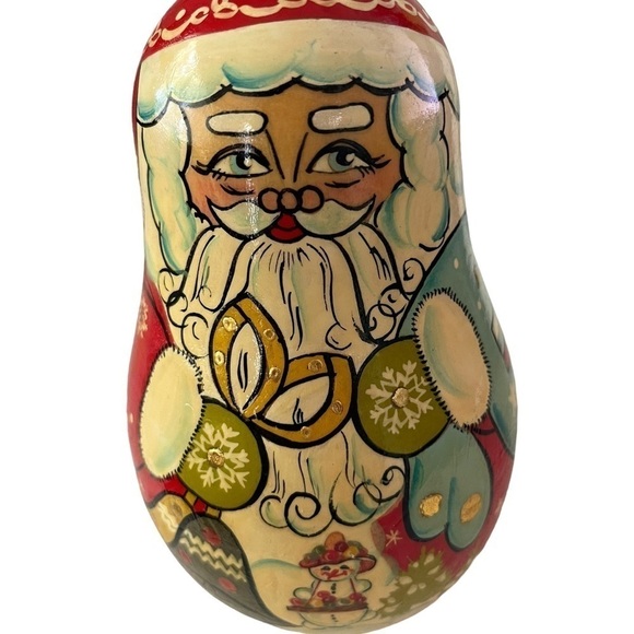 Christmas Santa paper mache Roly Poly with bell inside, old. - Picture 2 of 7